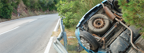 Car crashed on the side of the road